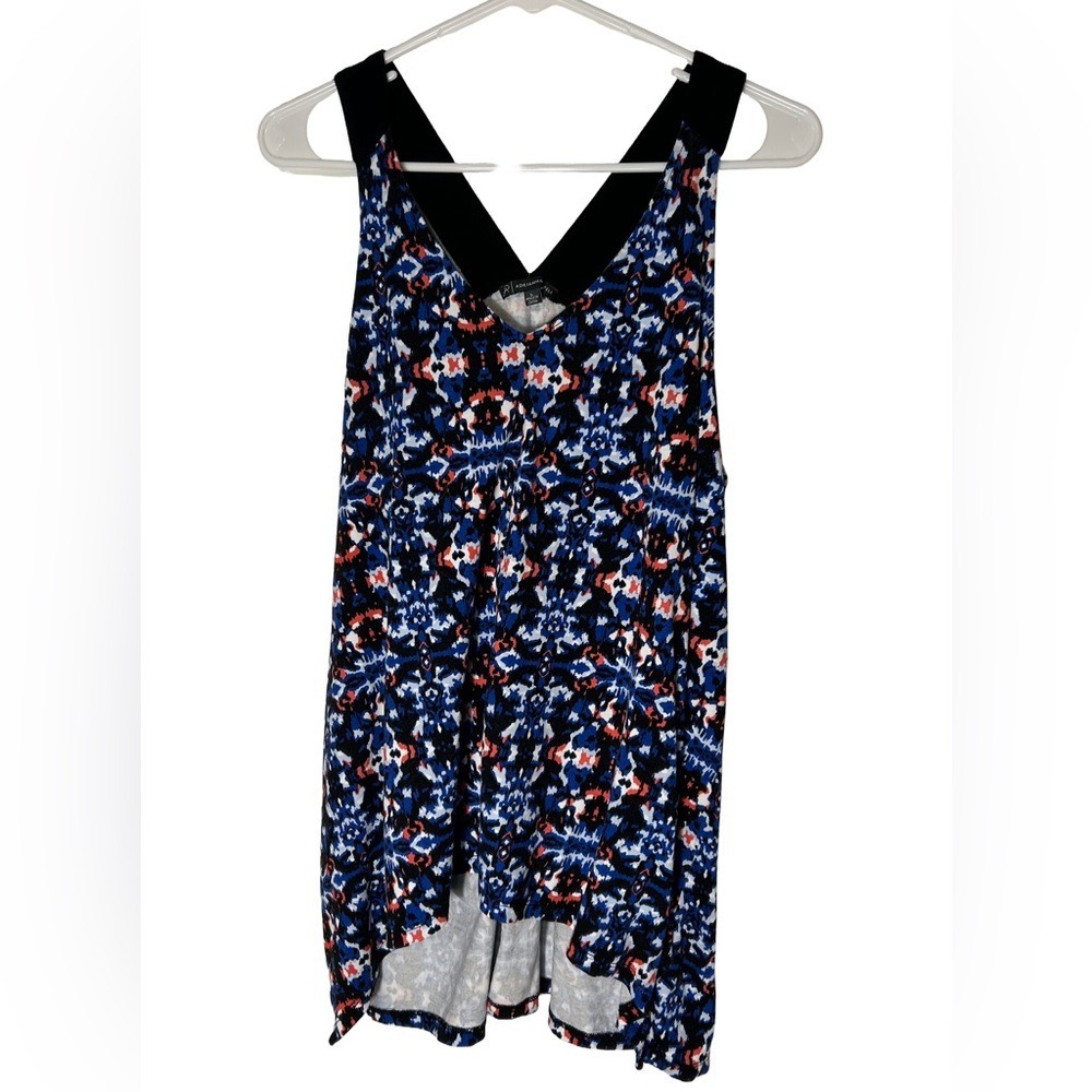 Adrianna Papell Womens Blue Black Geometric Ikat Racerback‎ Tank Top Large